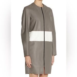 Joseph Taupe and White Leather Jacket